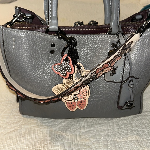 Coach 1941 Rogue 31 Stone Grey Leather Satchel with butterfly strap & charm - Picture 1 of 7